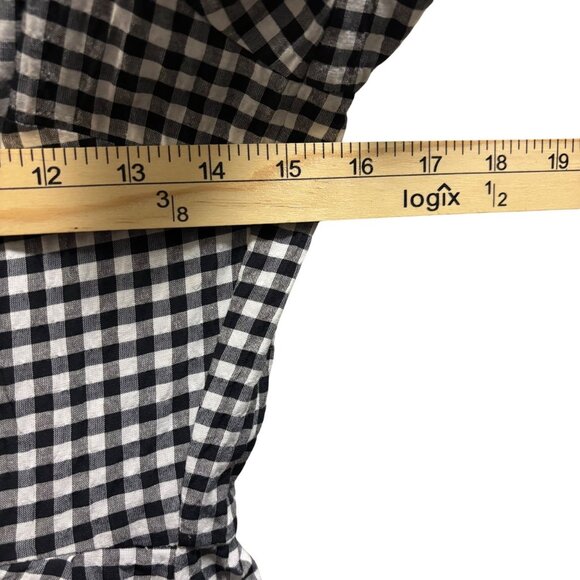 Topshop Black & White Gingham Puff Sleeve Wrap Mini Dress Size 6 - Picture 5 of 7